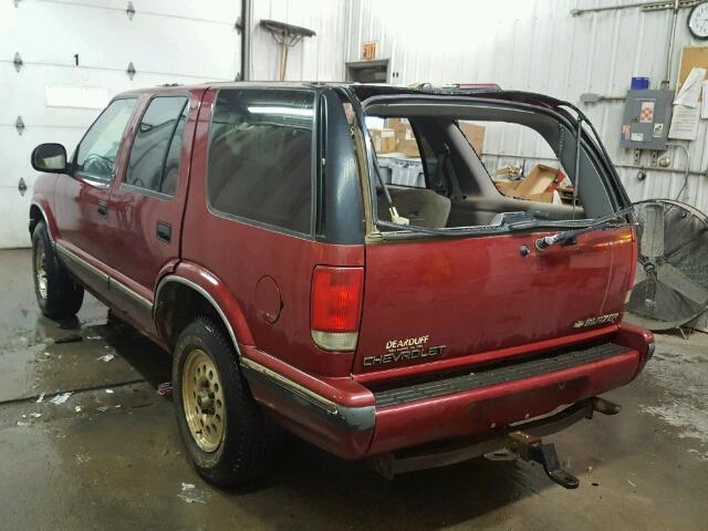 1GNDT13W6S2164656 - 1995 CHEVROLET BLAZER RED photo 3