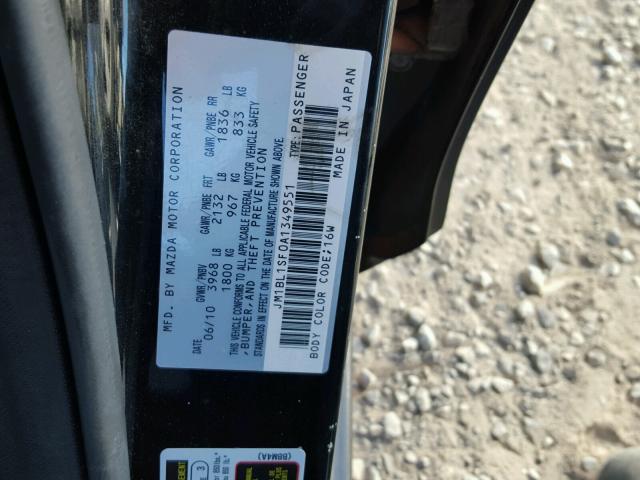 JM1BL1SF0A1349551 - 2010 MAZDA 3 I BLACK photo 10