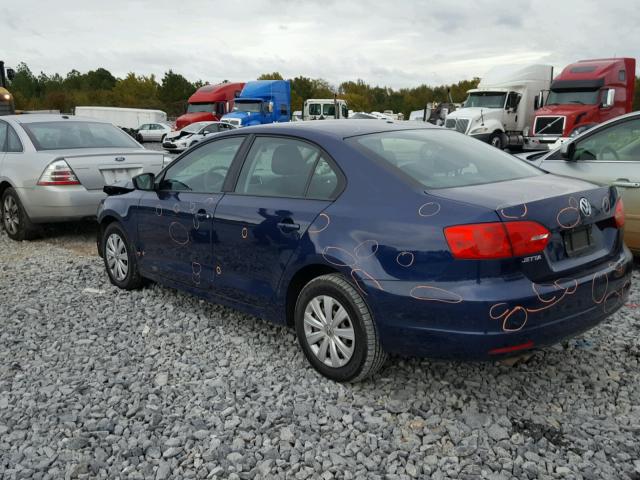 3VW2K7AJ5DM264849 - 2013 VOLKSWAGEN JETTA BASE BLUE photo 3