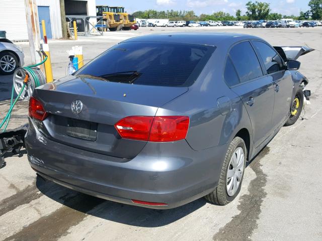 3VW2K7AJ6CM385064 - 2012 VOLKSWAGEN JETTA BASE GRAY photo 4
