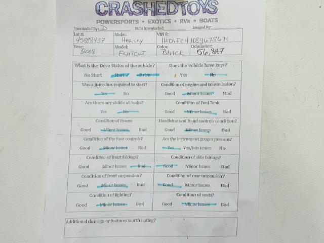 1HD1FC4108Y678671 - 2008 HARLEY-DAVIDSON FLHTCUI Қара фото 20