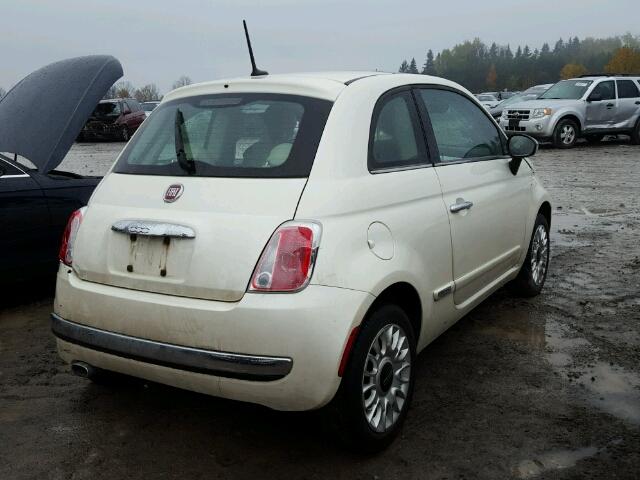 3C3CFFCR4CT123370 - 2012 FIAT 500 LOUNGE WHITE photo 4