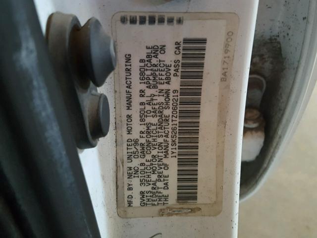 1Y1SK5261TZ060219 - 1996 GEO PRIZM BASE 白色 照片 10