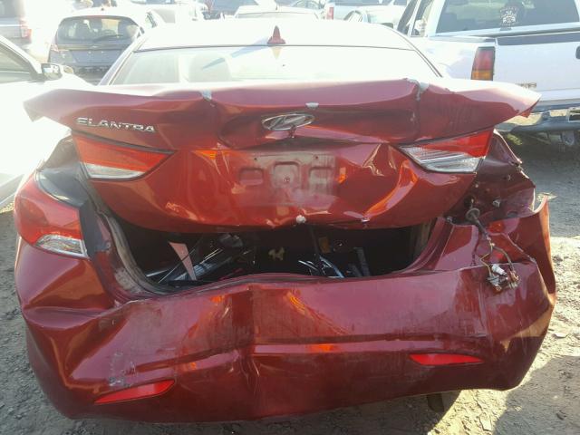 5NPDH4AE4DH281191 - 2013 HYUNDAI ELANTRA GL RED photo 9