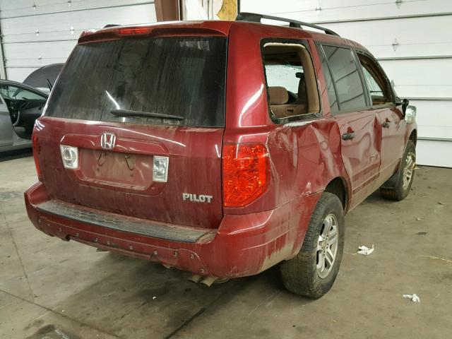 5FNYF184X5B044742 - 2005 HONDA PILOT RED photo 4