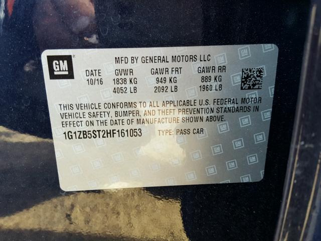 1G1ZB5ST2HF161053 - 2017 CHEVROLET MALIBU LS BLUE photo 10