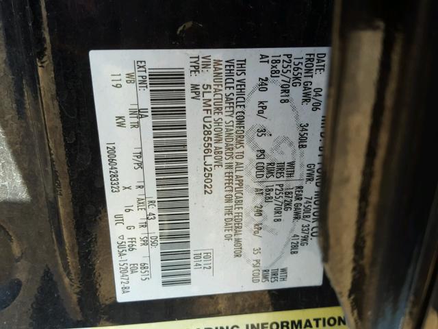 5LMFU28556LJ25022 - 2006 LINCOLN NAVIGATOR Siyah fotoğraf 10