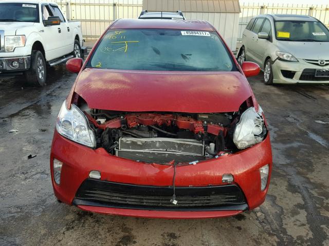 JTDKN3DU2D5588646 - 2013 TOYOTA PRIUS RED photo 9