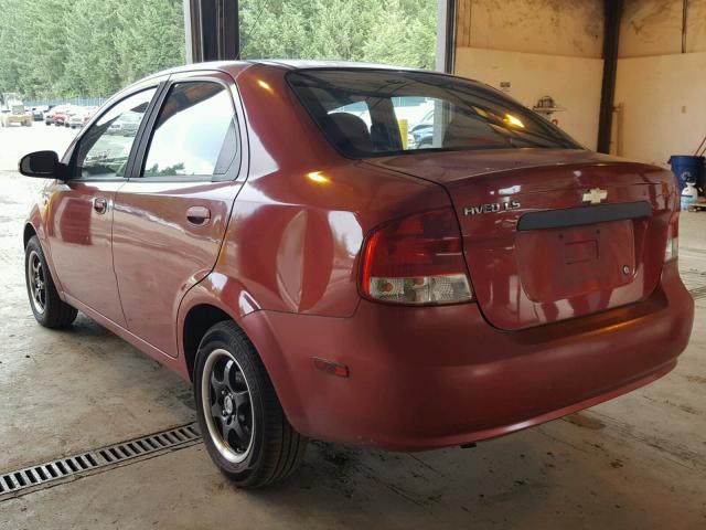 KL1TD52655B329506 - 2005 CHEVROLET AVEO BASE Czerwony zdjęcie 3