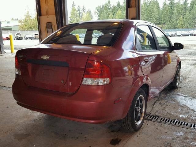 KL1TD52655B329506 - 2005 CHEVROLET AVEO BASE Czerwony zdjęcie 4