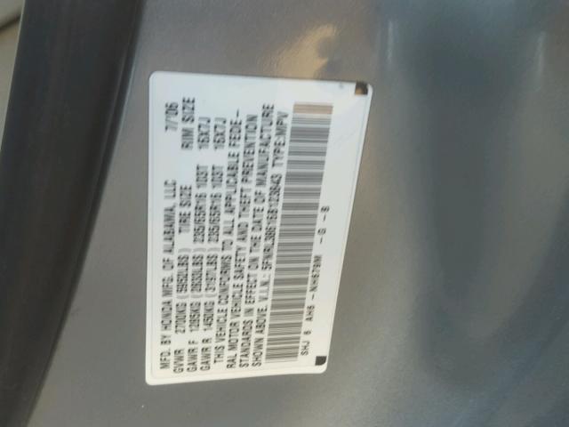 5FNRL38616B123843 - 2006 HONDA ODYSSEY EX GRAY photo 10