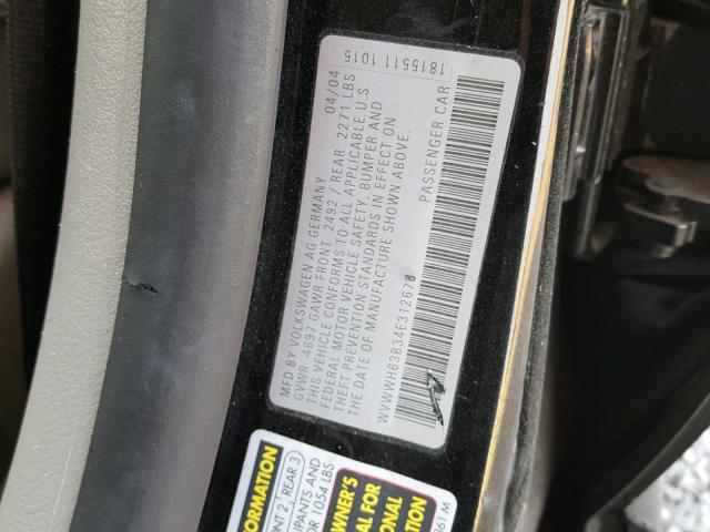WVWWH63B34E312678 - 2004 VOLKSWAGEN PASSAT GLX 黑色 照片 10