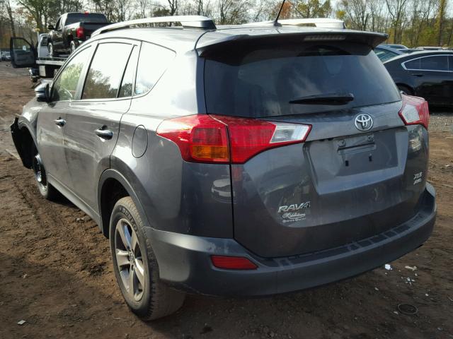 JTMRFREVXFD132649 - 2015 TOYOTA RAV4 XLE CHARCOAL photo 3