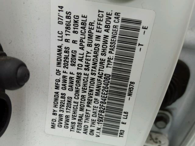 19XFB2F84EE264060 - 2014 HONDA CIVIC EX Ağ foto 10