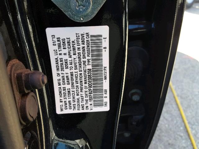 19XFB2F90DE008358 - 2013 HONDA CIVIC EXL 黑色 照片 10
