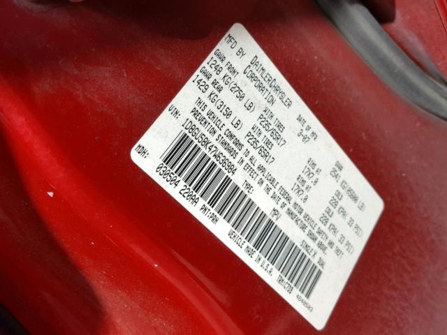 1D8GU58K47W636984 - 2007 DODGE NITRO SLT RED photo 10