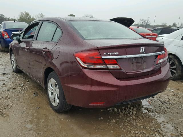 19XFB2F54FE059829 - 2015 HONDA CIVIC LX BURGUNDY photo 3