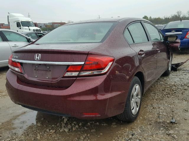 19XFB2F54FE059829 - 2015 HONDA CIVIC LX BURGUNDY photo 4