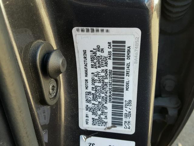 1NXBU40E19Z112582 - 2009 TOYOTA COROLLA BA GRAY photo 10