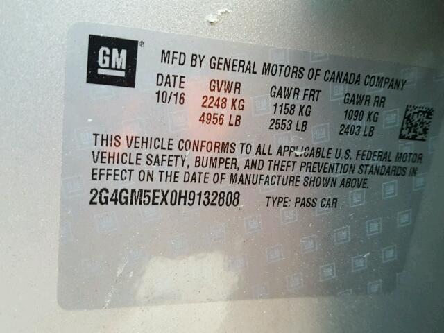 2G4GM5EX0H9132808 - 2017 BUICK REGAL 银色 照片 10