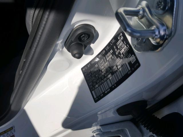 JHMFC1F78JX014862 - 2018 HONDA CIVIC EXL WHITE photo 10