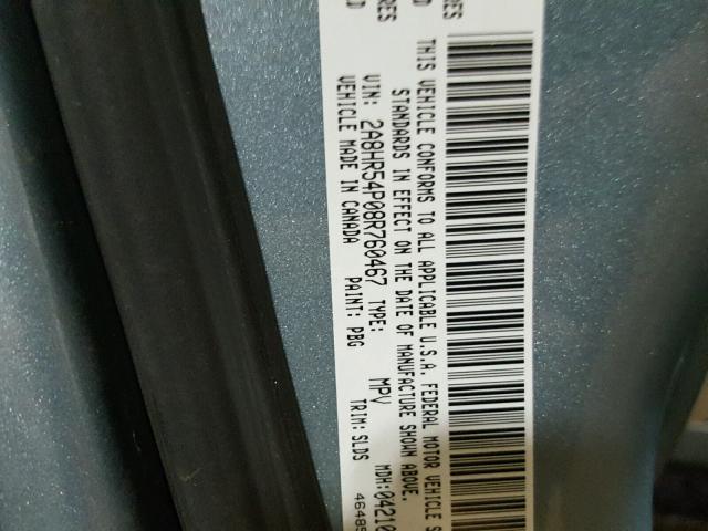 2A8HR54P08R760467 - 2008 CHRYSLER TOWN & COU BLUE photo 10