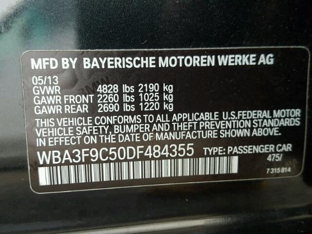 WBA3F9C50DF484355 - 2013 BMW ACTIVEHYBR BLACK photo 10