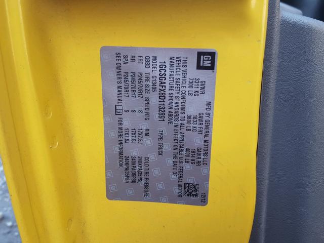 1GCSGAFX8D1132891 - 2013 CHEVROLET EXPRESS G1 YELLOW photo 10