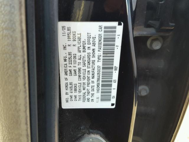 1HGCM56786A050037 - 2006 HONDA ACCORD EX BLACK photo 10