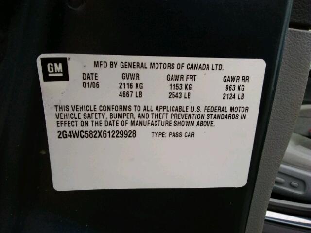 2G4WC582X61229928 - 2006 BUICK LACROSSE C BLUE photo 10