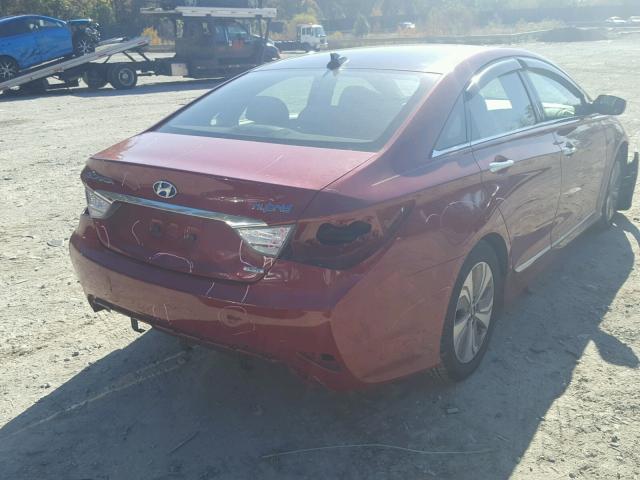 KMHEC4A46FA135570 - 2015 HYUNDAI SONATA HYB RED photo 4