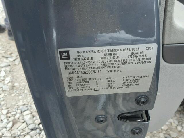 3GNCA13D28S675164 - 2008 CHEVROLET HHR LS Gris foto 10