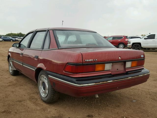 1FAPP37X9JK171498 - 1988 FORD TEMPO LX BURGUNDY photo 3