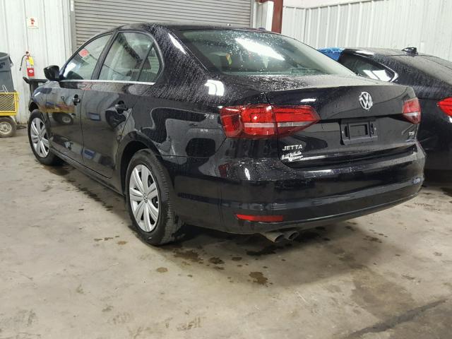 3VW167AJ7HM392547 - 2017 VOLKSWAGEN JETTA S BLACK photo 3