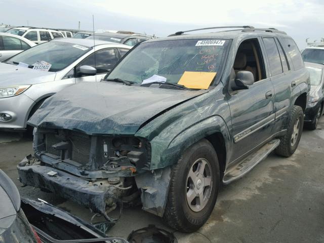 1GNDT13S722477258 - 2002 CHEVROLET TRAILBLAZE GREEN photo 2