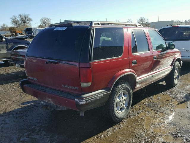 1GNDT13WXVK150974 - 1997 CHEVROLET BLAZER MAROON photo 4