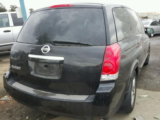 5N1BV28U88N119423 - 2008 NISSAN QUEST S BLACK photo 4