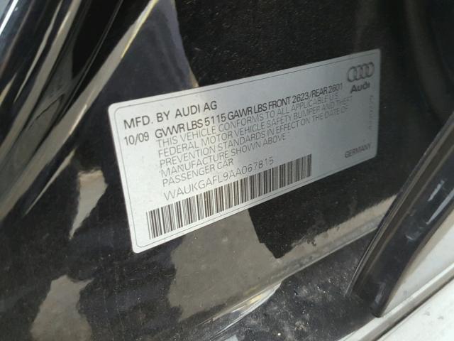 WAUKGAFL9AA067815 - 2010 AUDI S4 PRESTIG BLACK photo 10