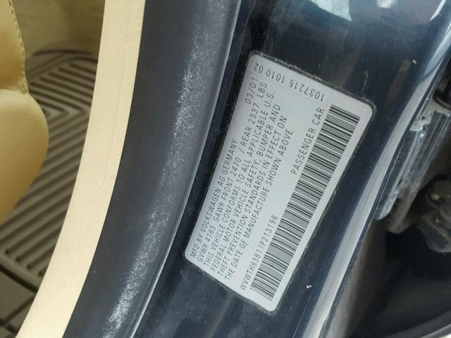 WVWTH63B11P213196 - 2001 VOLKSWAGEN PASSAT GLX 灰色 照片 10