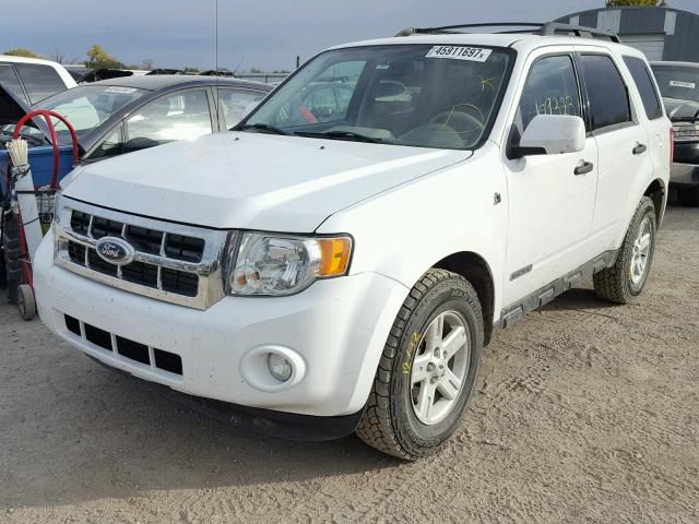 1FMCU49H68KE61782 - 2008 FORD ESCAPE HEV WHITE photo 2