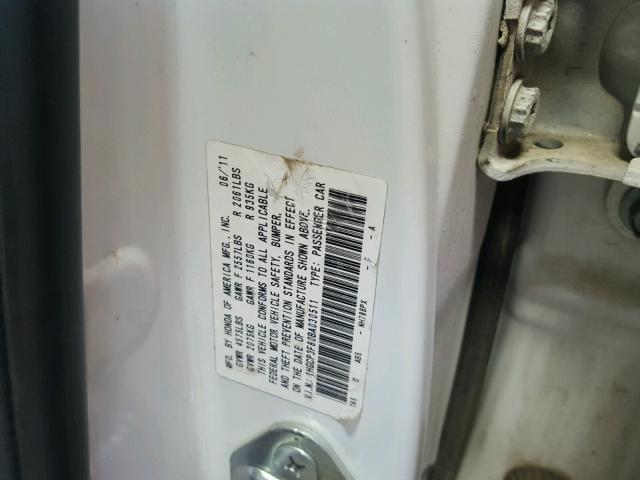 1HGCP3F80BA030511 - 2011 HONDA ACCORD EXL WHITE photo 10