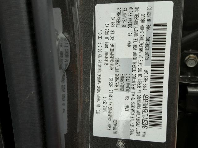 3MZBN1U75HM153681 - 2017 MAZDA 3 SPORT CHARCOAL photo 10