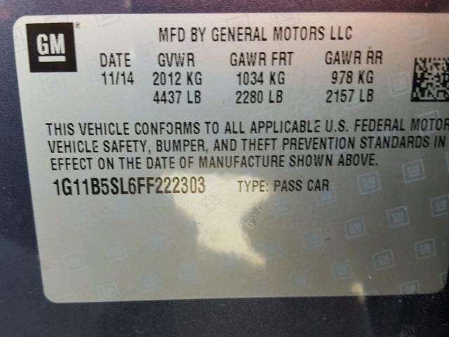 1G11B5SL6FF222303 - 2015 CHEVROLET MALIBU LS Mavi foto 10