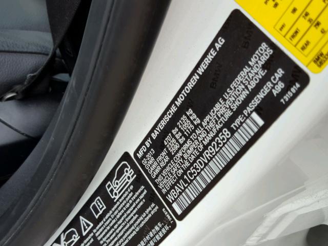 WBAVL1C53DVR92358 - 2013 BMW X1 XDRIVE2 白色 照片 10