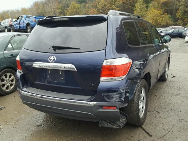 5TDBK3EH5DS276681 - 2013 TOYOTA HIGHLANDER BLUE photo 4