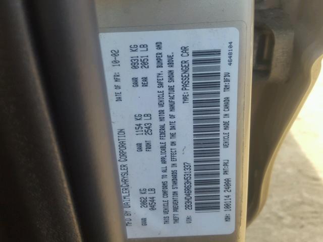 2B3HD46R63H531337 - 2003 DODGE INTREPID S Qəhvəyi foto 10