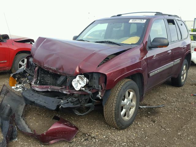 1GKDT13S922375599 - 2002 GMC ENVOY MAROON photo 2