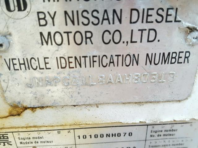 JNAPC81L8AAH80313 - 2010 NISSAN DIESEL UD3300 WHITE photo 10