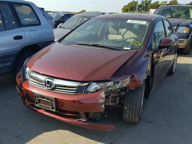 19XFB2F8XCE372308 - 2012 HONDA CIVIC EX BURGUNDY photo 2