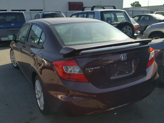 19XFB2F8XCE372308 - 2012 HONDA CIVIC EX BURGUNDY photo 3